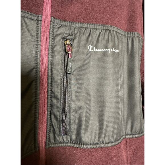 Champion Performance Men’s Maroon & Black Zip Up Fleece Jacket Size Large - Picture 2 of 7